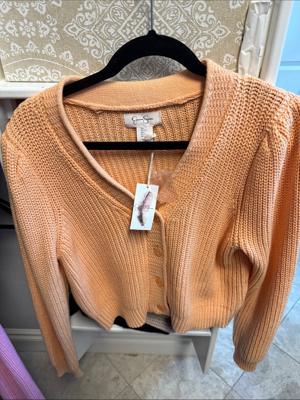 Jessica Simpson Peach Knit Button-Front Women’s Sweater